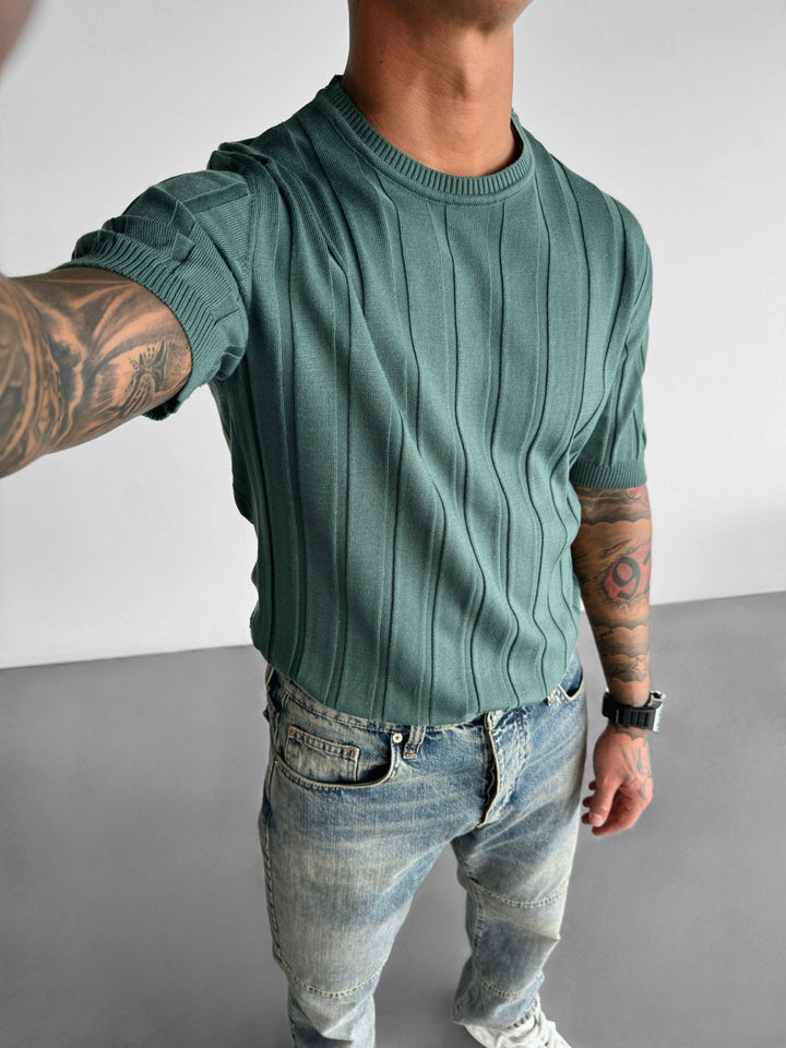 Regular Fit Knit Lines T-shirt - Petrol