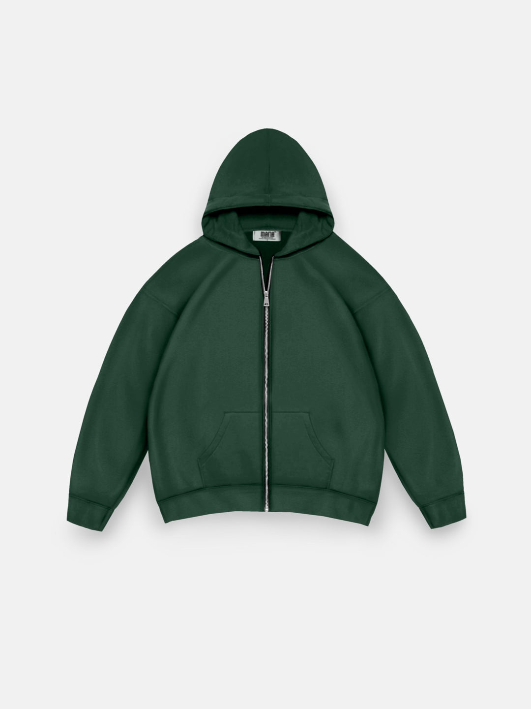 Oversize Basic Zipper Hoodie - Faded Green