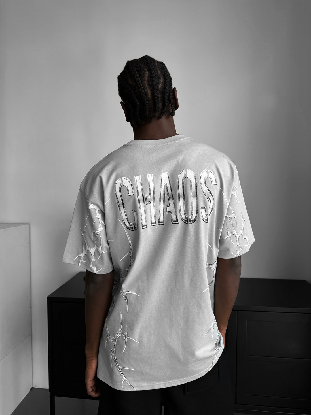Oversize 'Chaos' T-Shirt - Grey