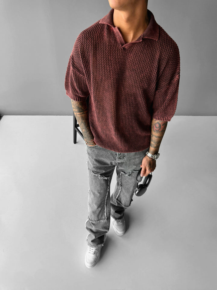 Regular Fit Knit Grid T-shirt - Plum Perfect