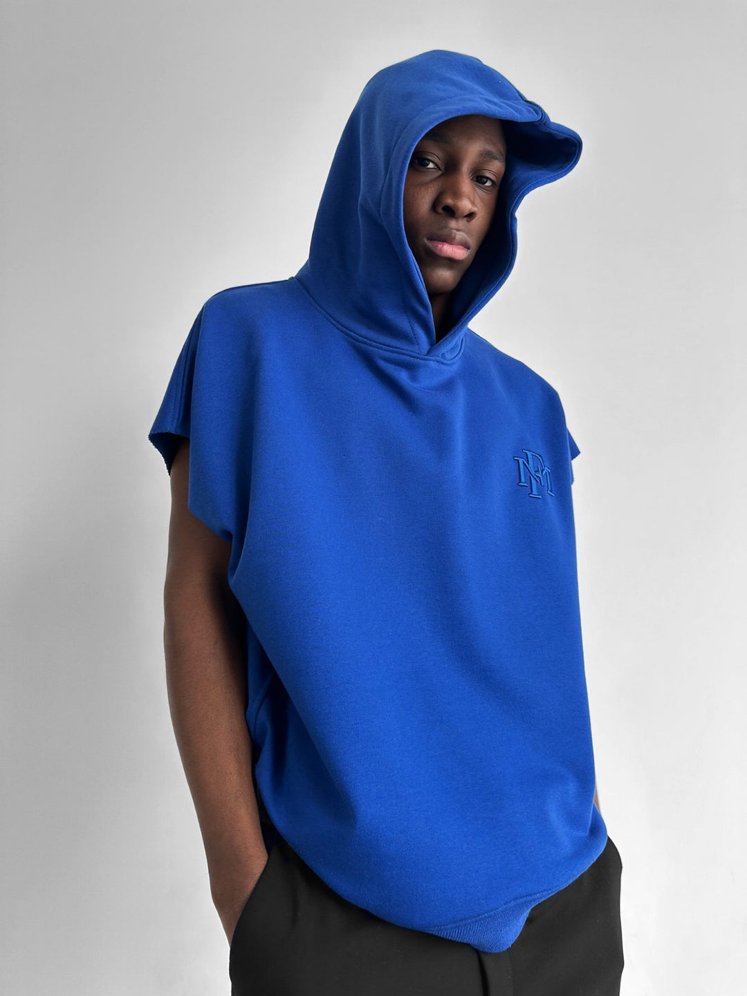 Loose Fit Sleeveless Hoodie - Neon Blue