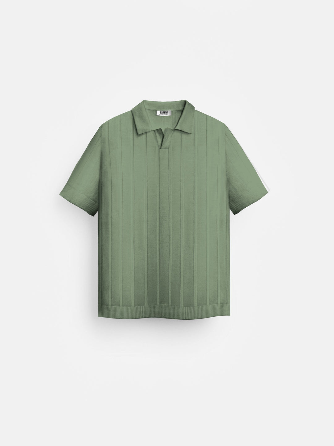 Oversize Wide Ribbed Polo T-Shirt - Moss
