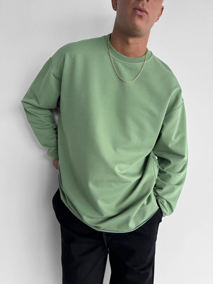 Loose Fit Basic Sweater - Moss