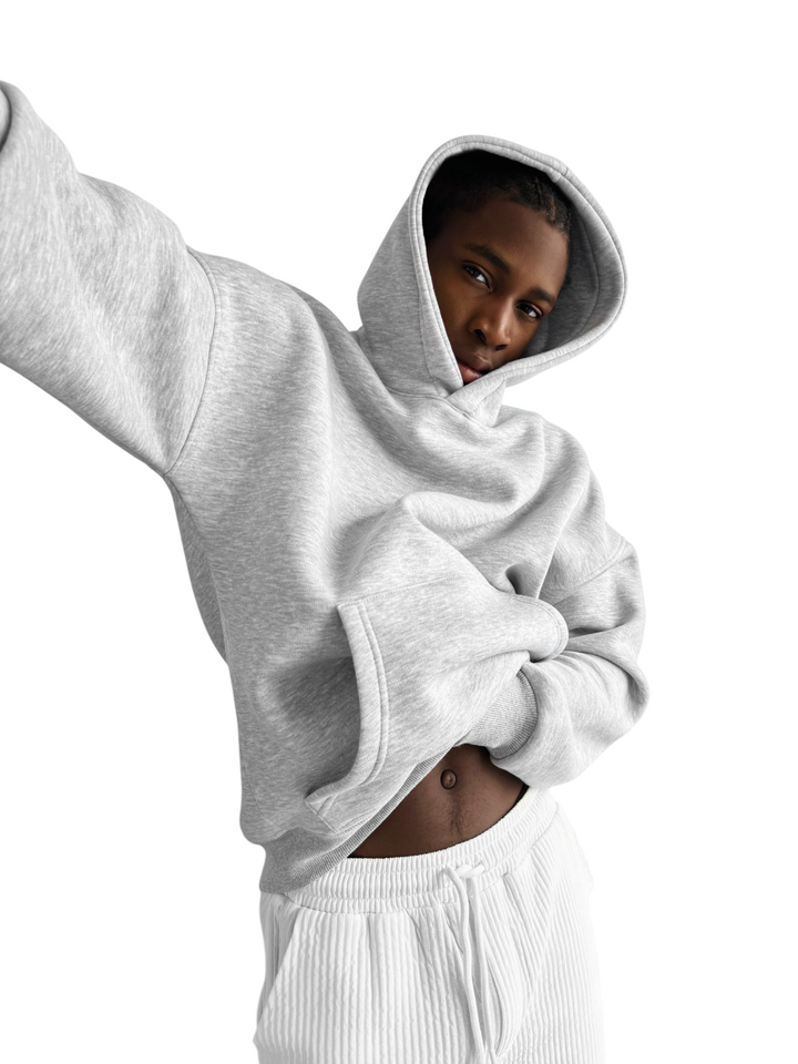 Oversize Basic Hoodie - Light Grey Melange