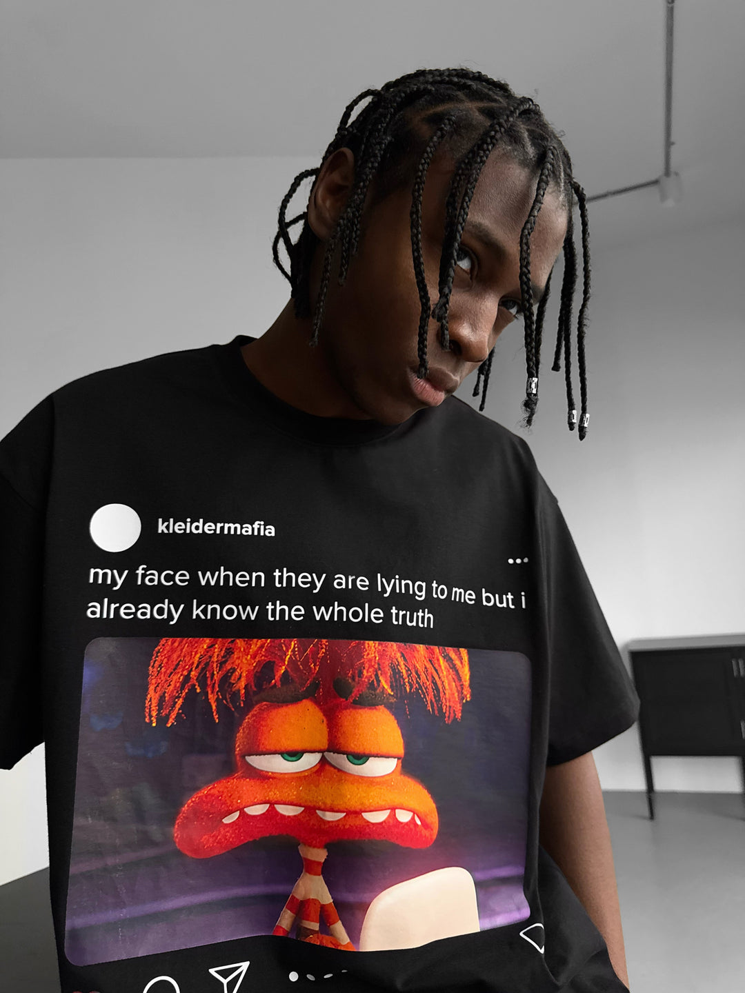 Oversize Sarcasm Post T-Shirt - Black