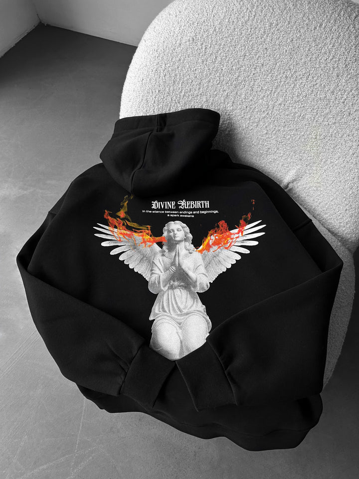 Oversize Divine Rebirth Hoodie - Black