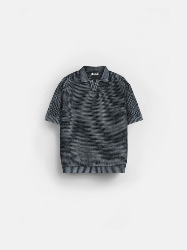 Regular Fit Knit Grid T-shirt - Stormy Weather
