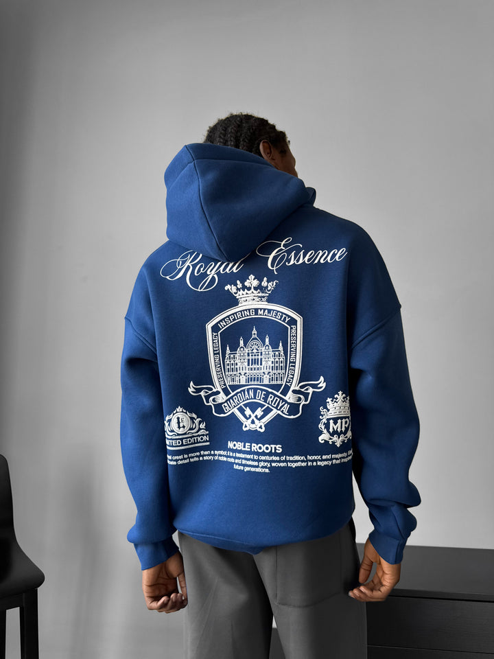 Oversize 'Royal Essence' Hoodie - Navy Peony