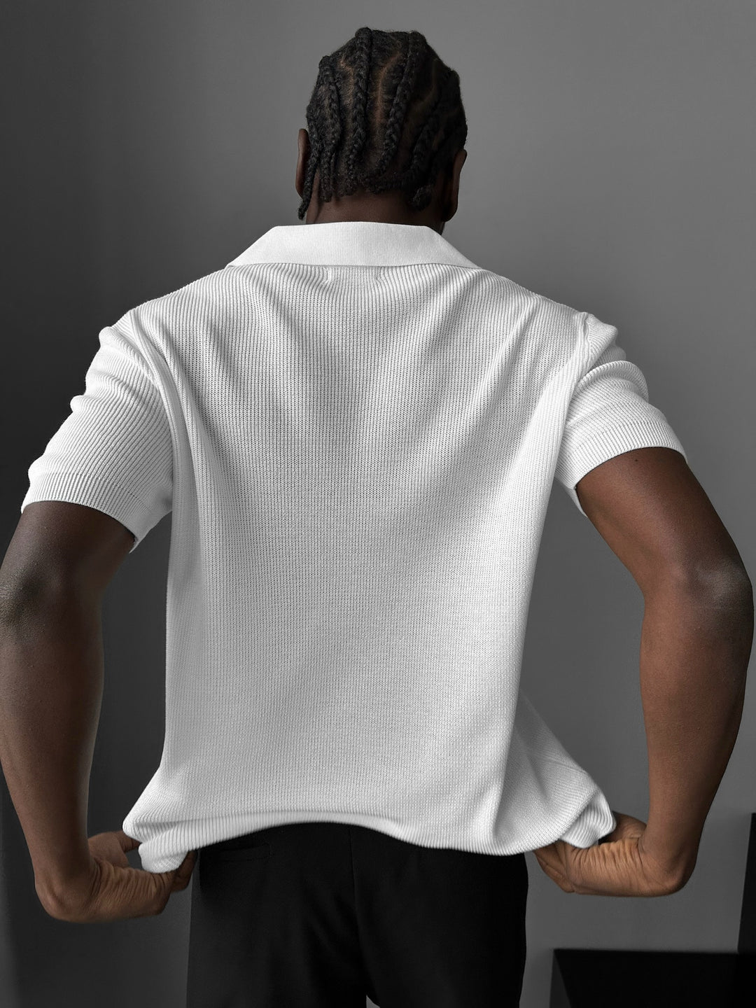 Loose fit fine knit collar T-Shirt - Ecru