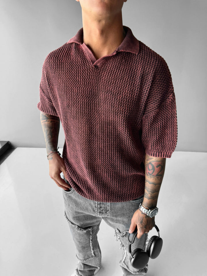 Regular Fit Knit Grid T-shirt - Plum Perfect