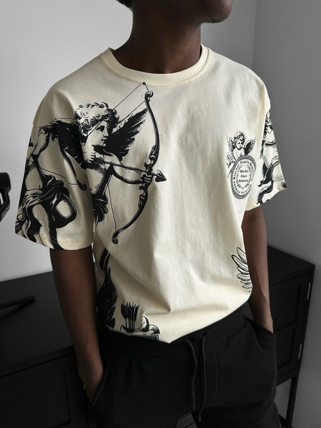 Oversize Guardian Angels T-Shirt - Antique White
