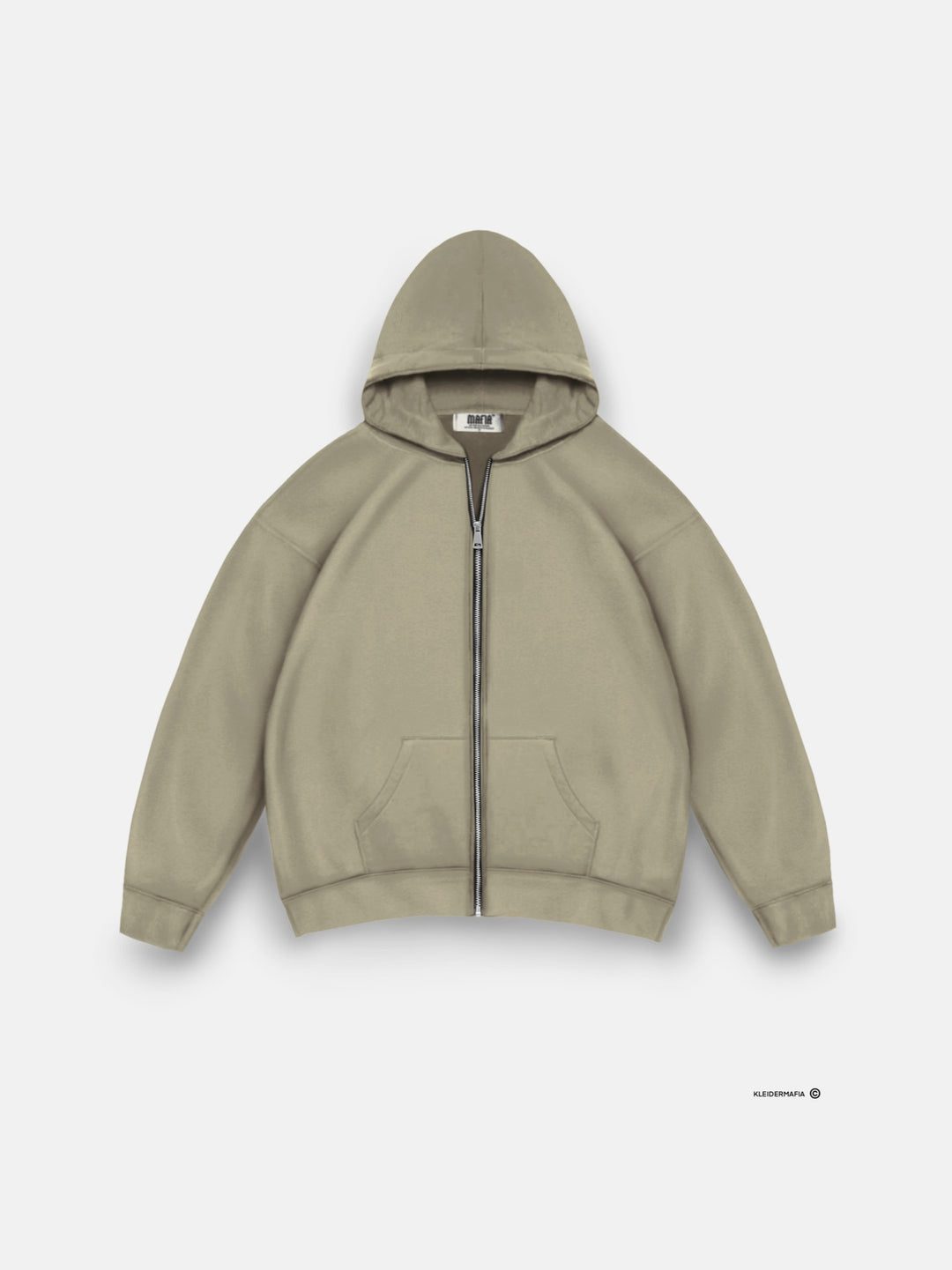 Oversize Basic Zipper Hoodie - Stone