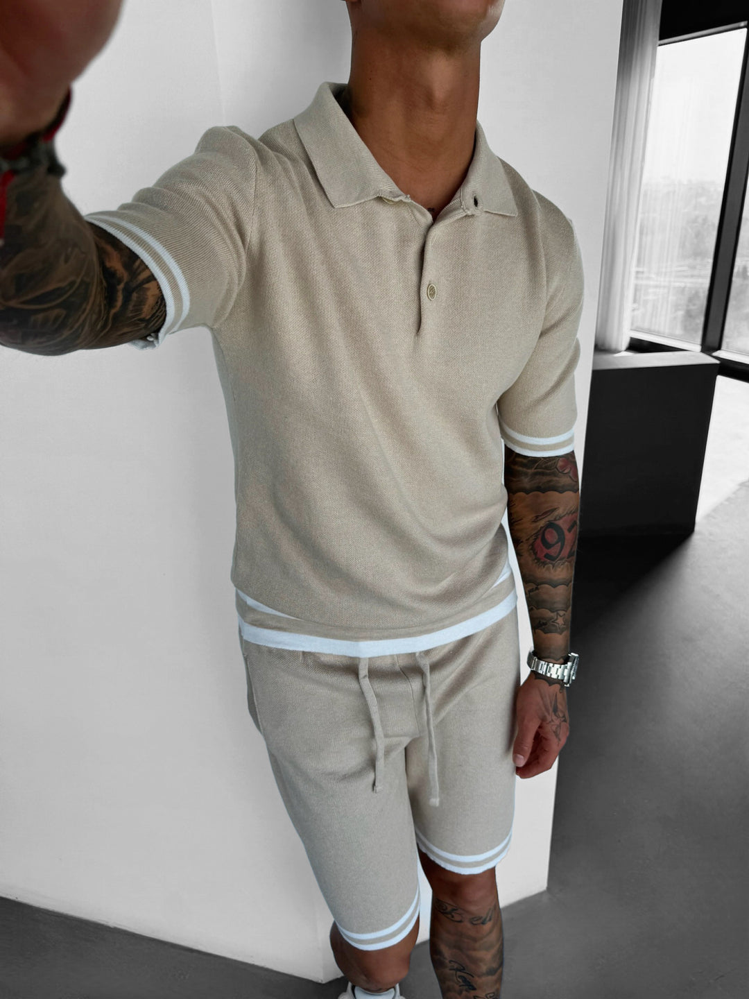 Regular Fit Knit T-shirt - Beige