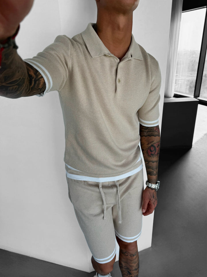Regular Fit Knit T-shirt - Beige