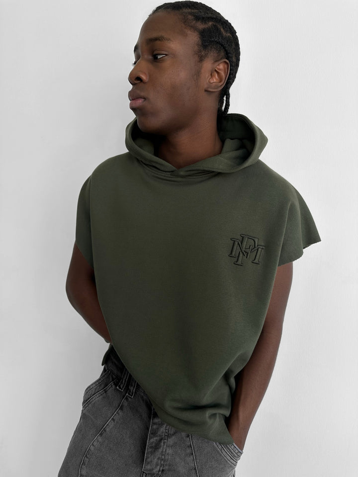 Loose Fit Sleeveless Hoodie - Calliste Green