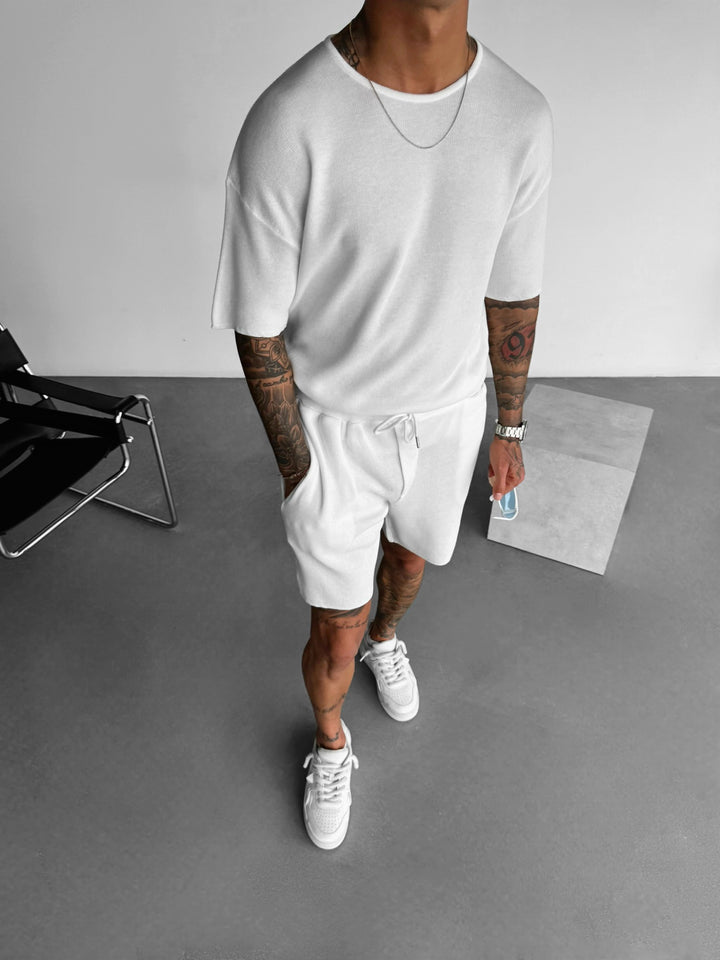 Loose Fit Knit Shorts - White