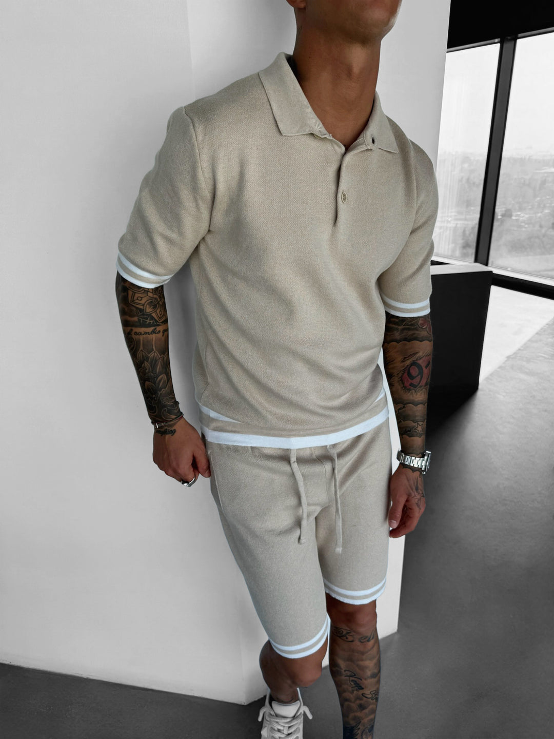 Regular Fit Knit T-shirt - Beige