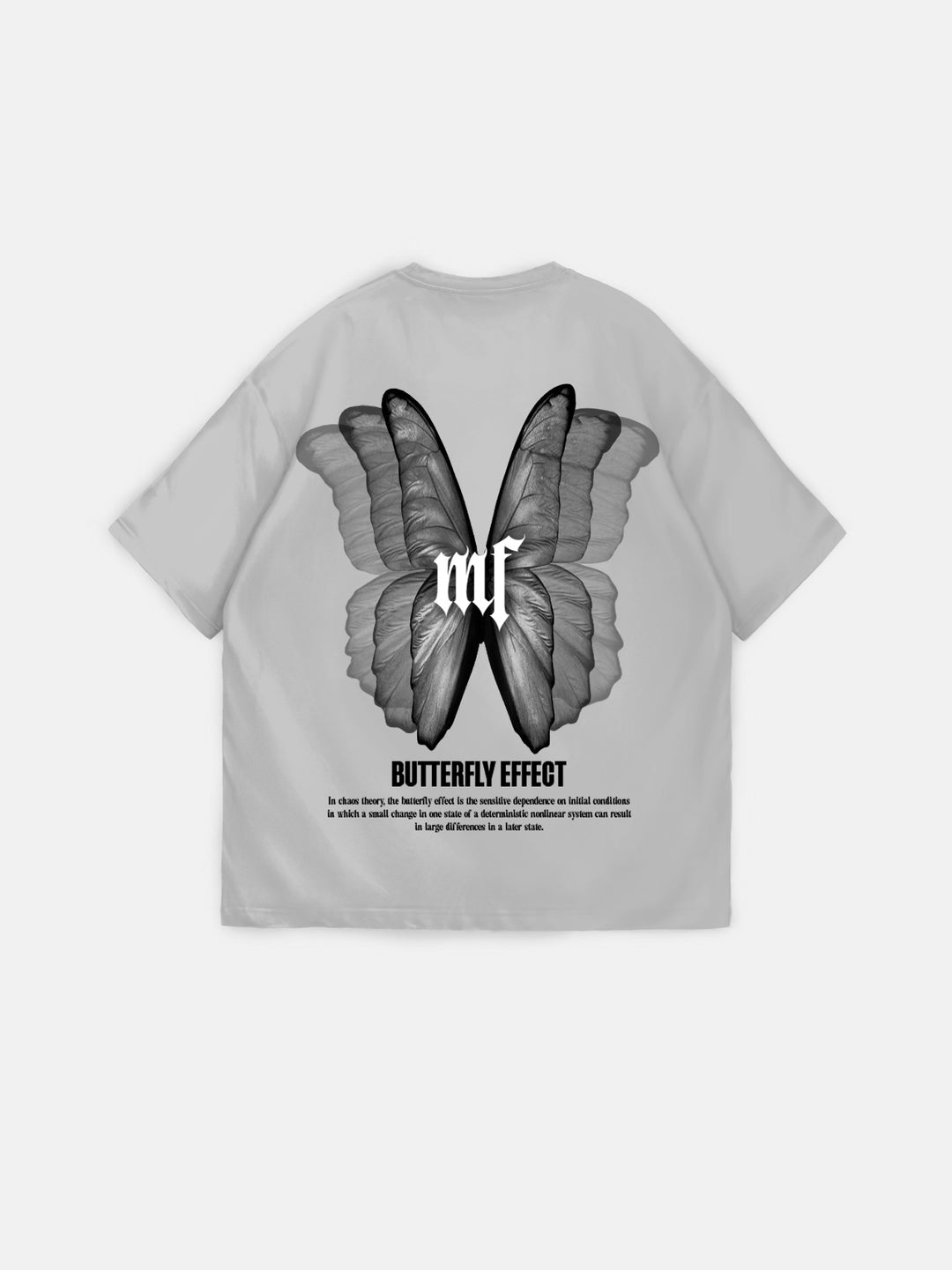 Oversize 'Butterfly Effect' T-Shirt - Grey