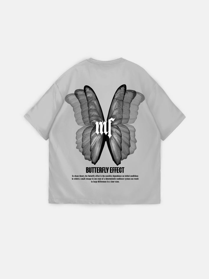 Oversize 'Butterfly Effect' T-Shirt - Grey
