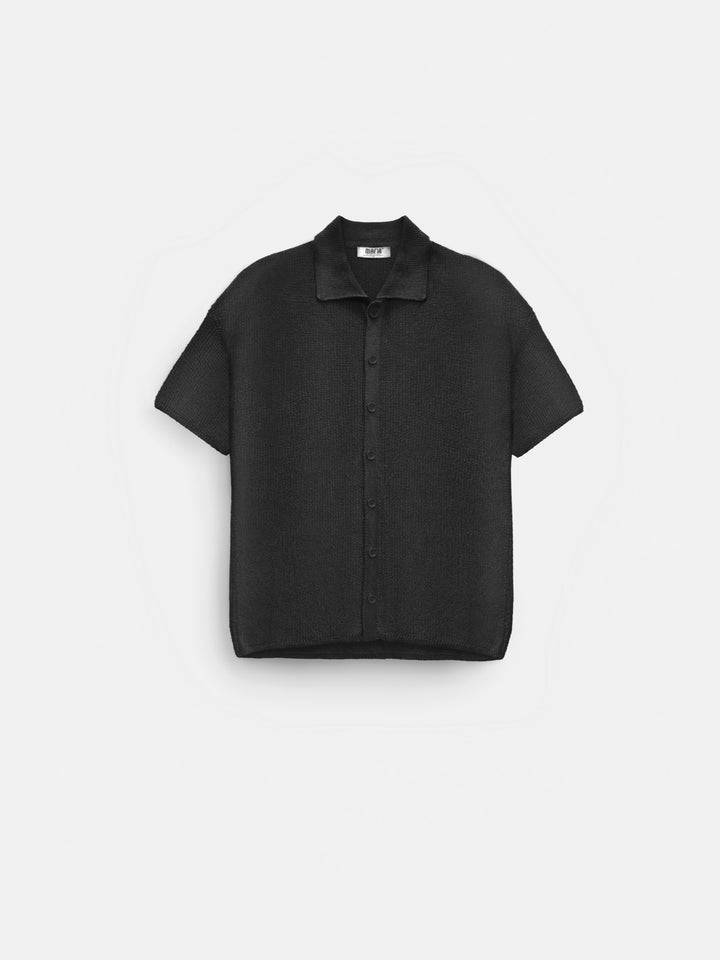 Oversize Long Knit Shirt - Black
