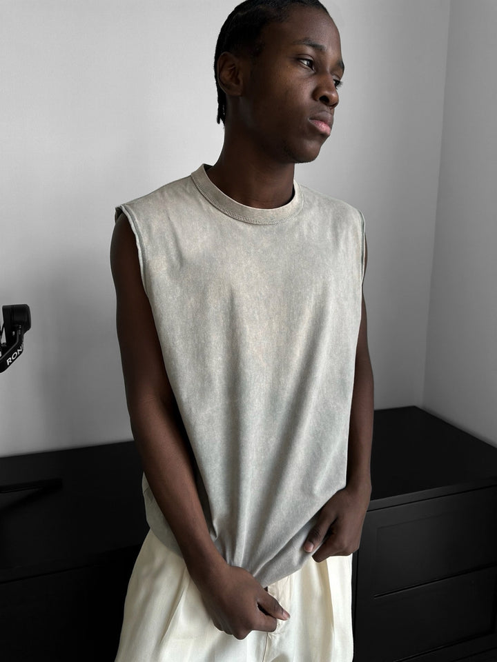 Oversize Washed TankTop - Beige
