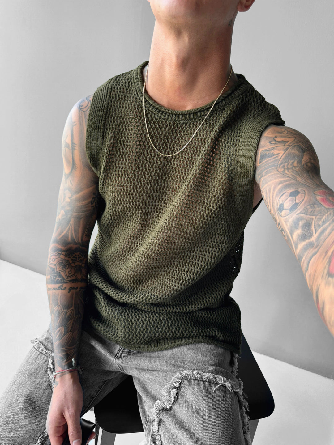 Oversize Textured Tanktop - Khaki