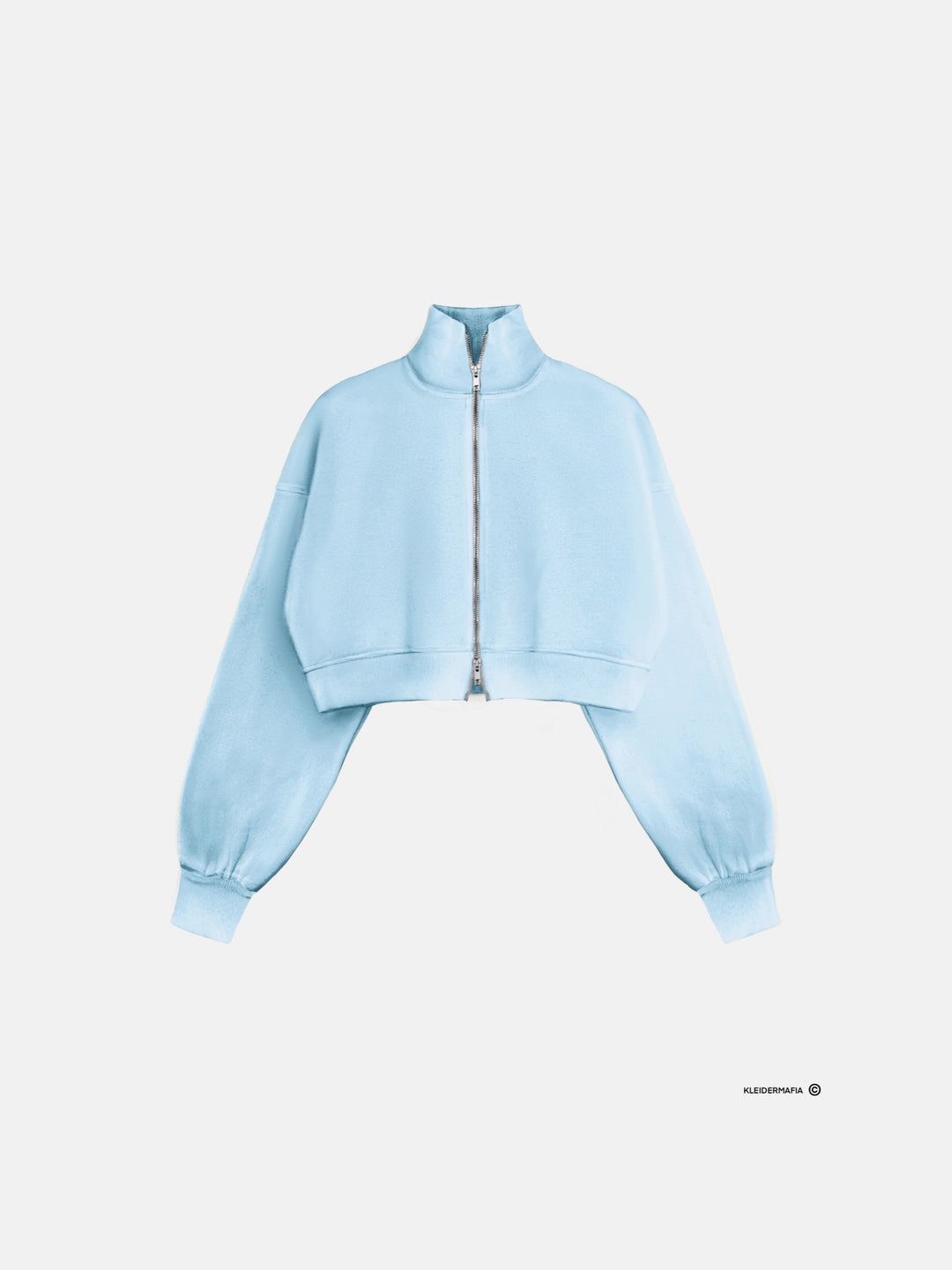 Short Women Zipper Pullover - Ice Blue