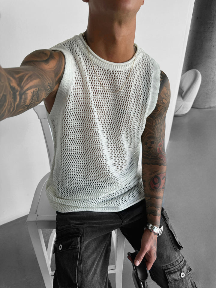 Oversize Textured Tanktop - White