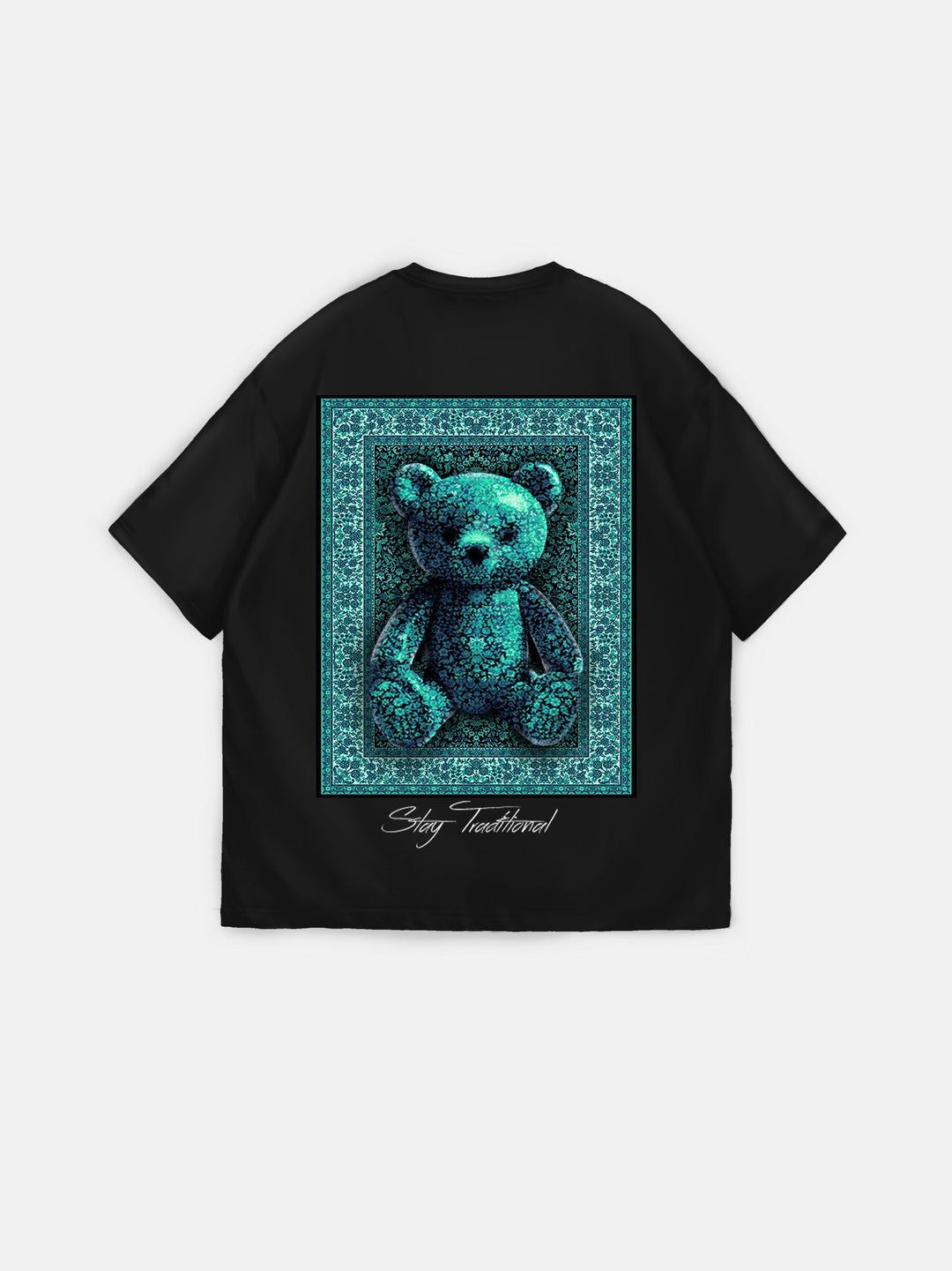 Oversize 'Stay Traditional' T-Shirt - Black and Green