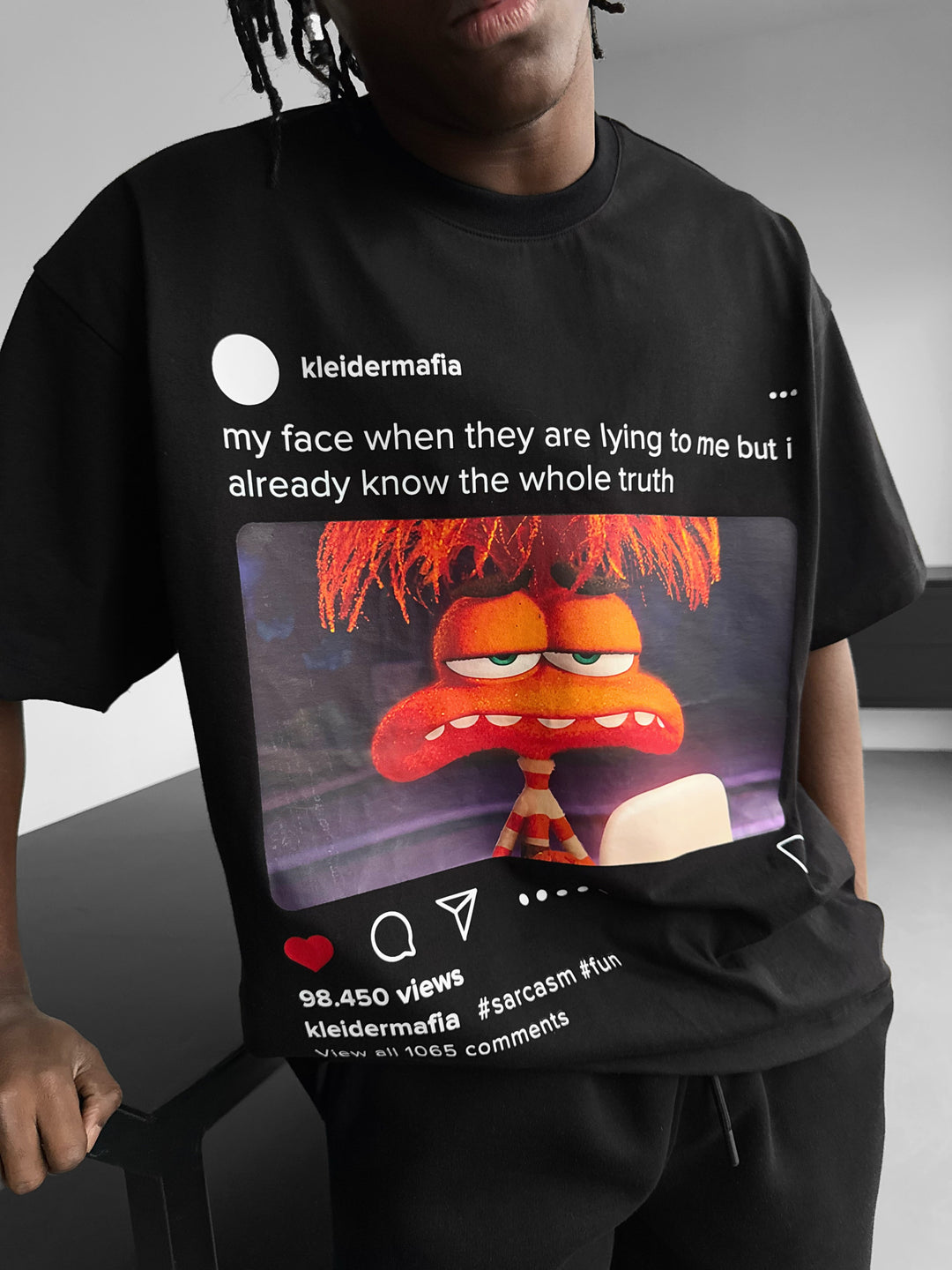 Oversize Sarcasm Post T-Shirt - Black