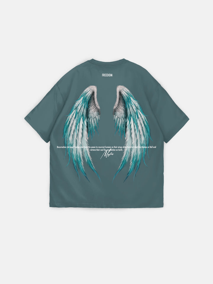 Oversize Angel Wings T-Shirt - Petrol