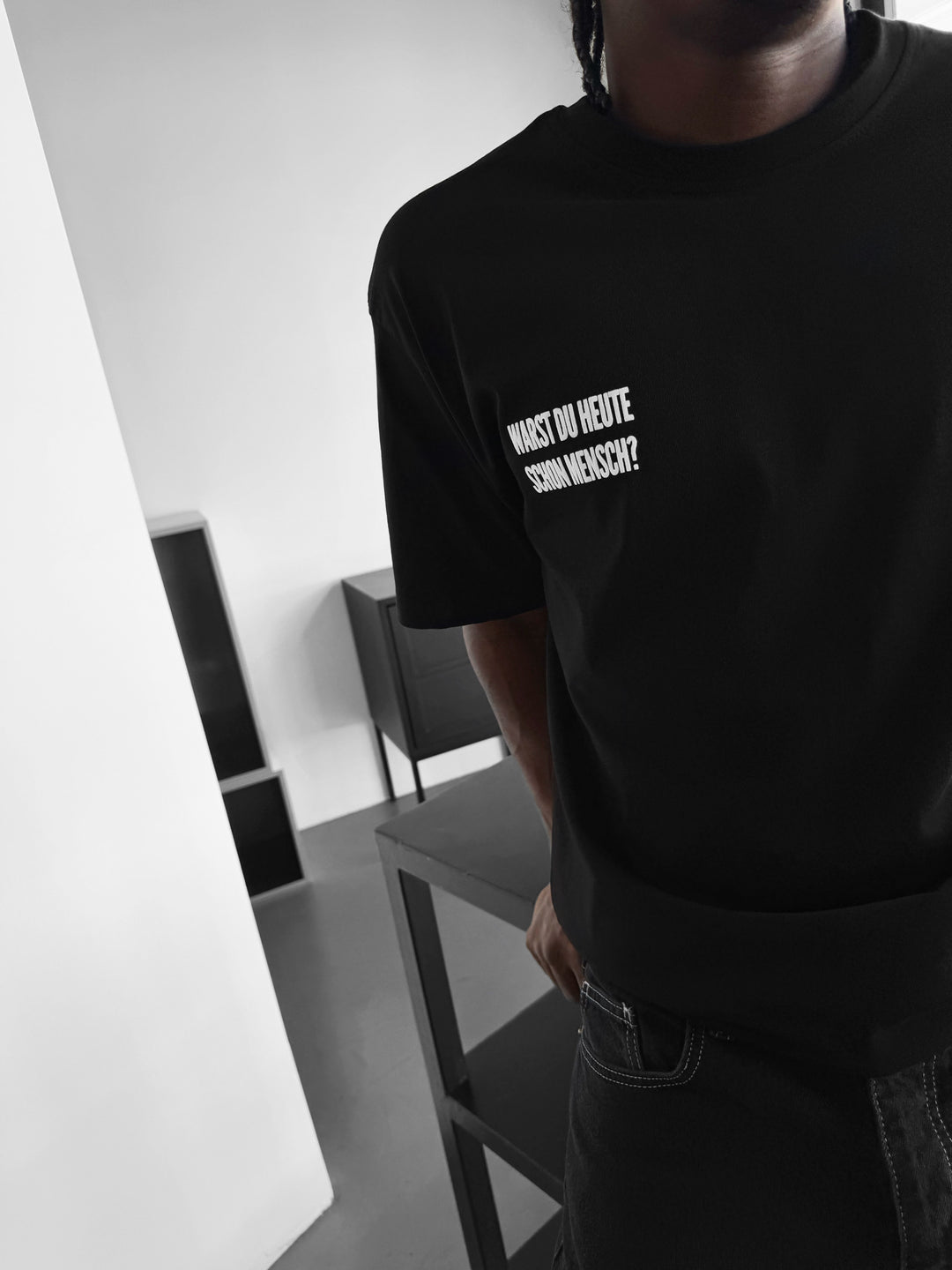 Oversize 'Mensch' T-Shirt - Black