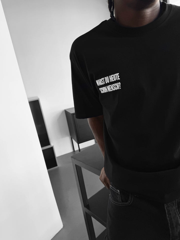 Oversize 'Mensch' T-Shirt - Black