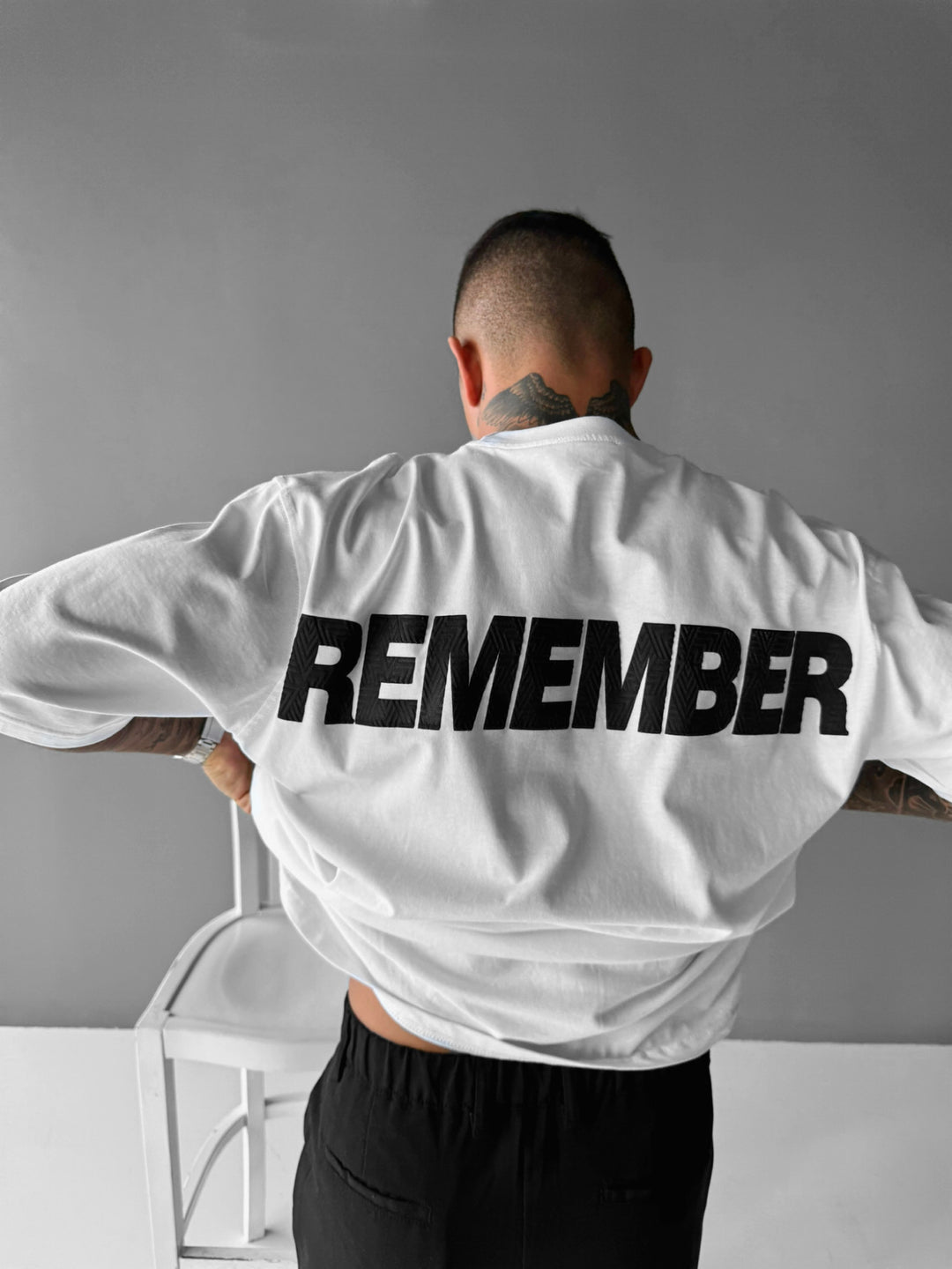 Oversize 'Remember' T-shirt - Ecru