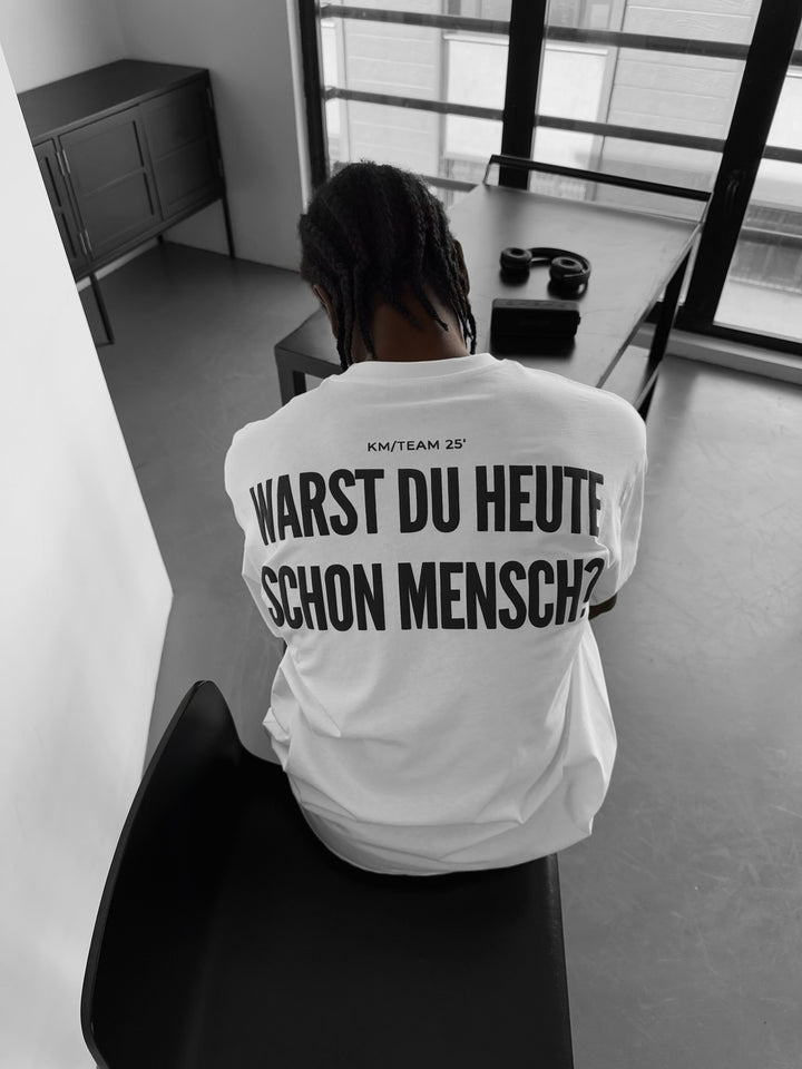 Oversize 'Mensch' T-Shirt - Ecru