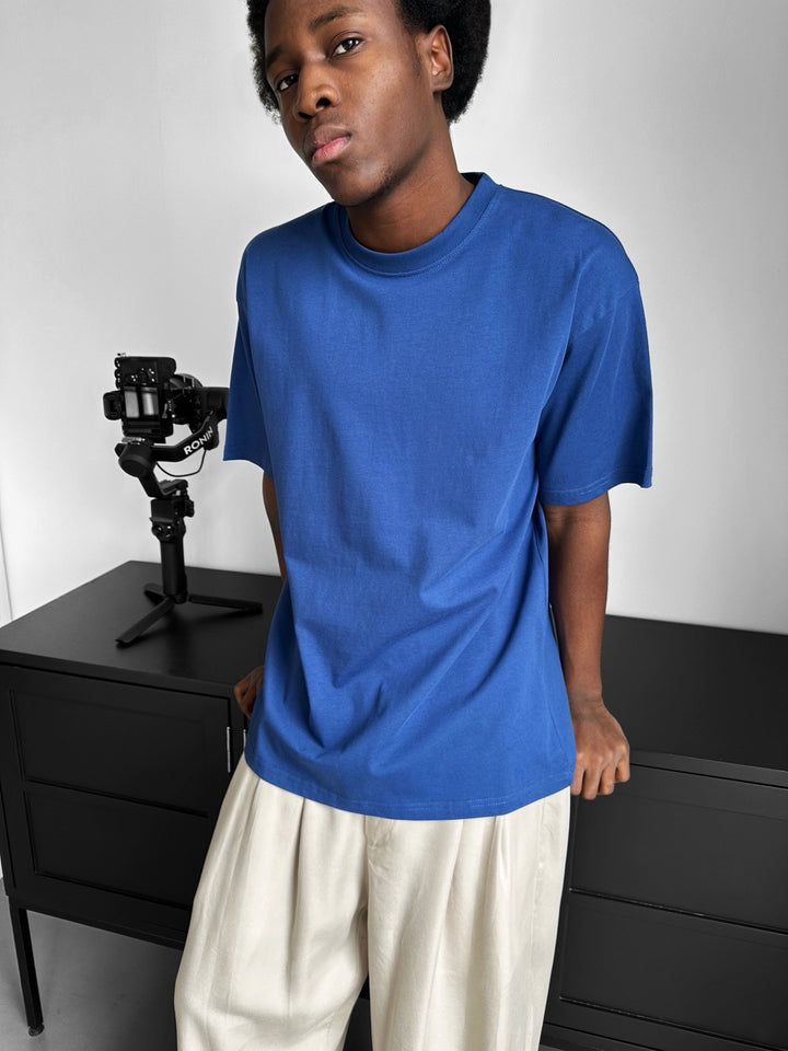 Oversize Basic T-Shirt - Navy Peony