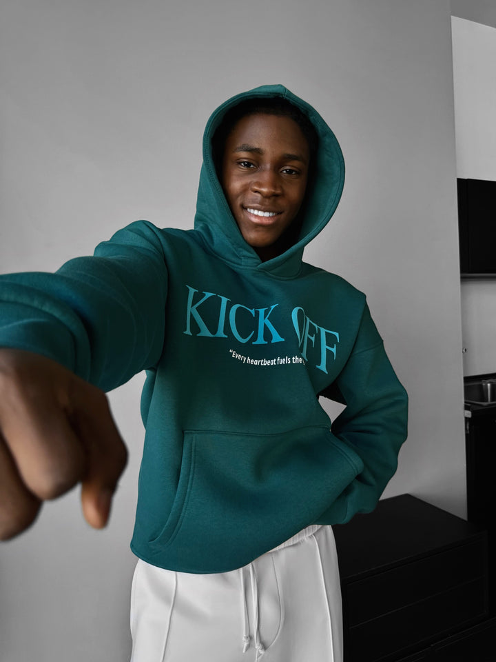 Oversize "KICK OFF" Hoodie - Sea Moss