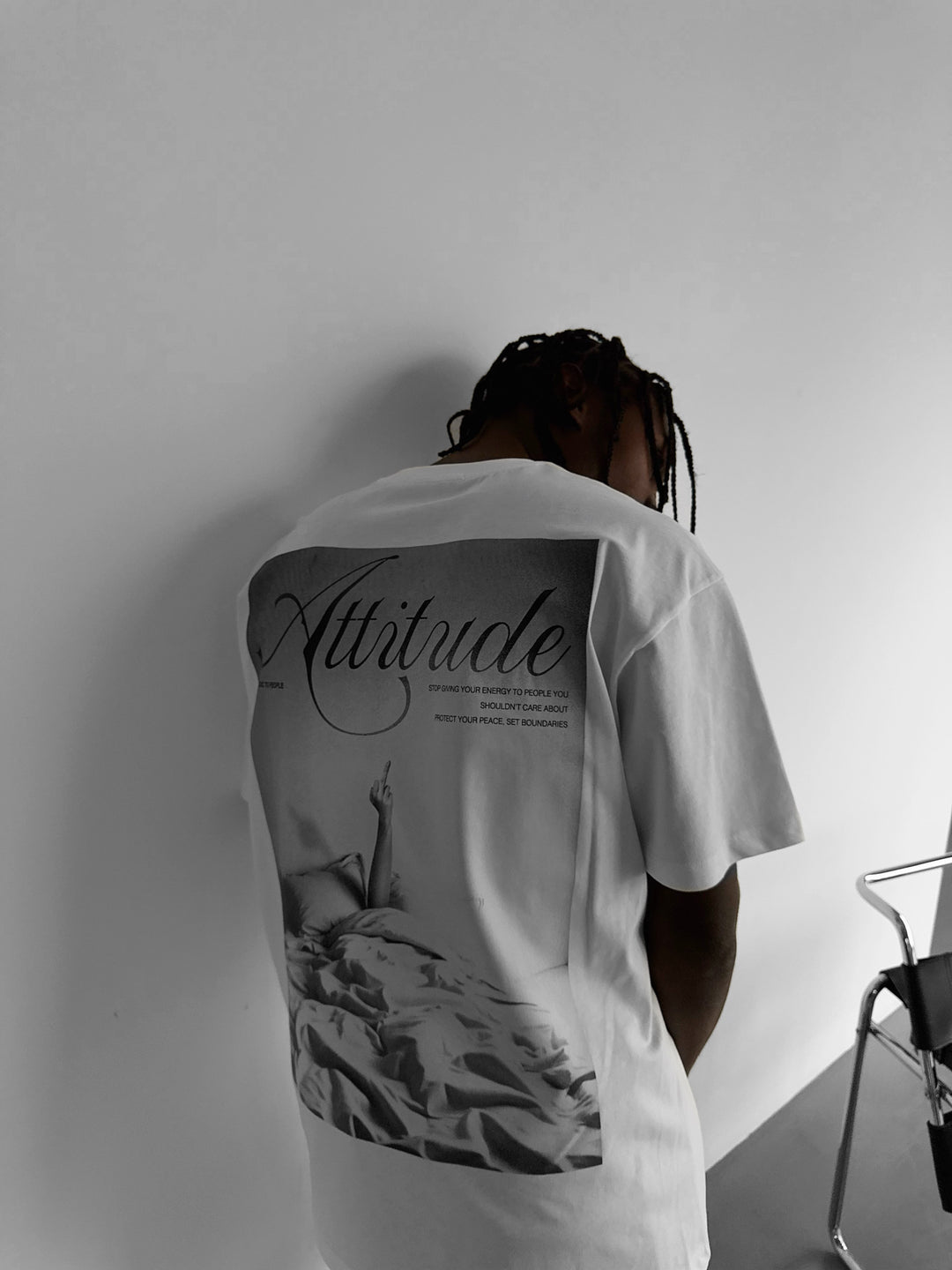 Oversize 'Attitude' T-Shirt - Ecru