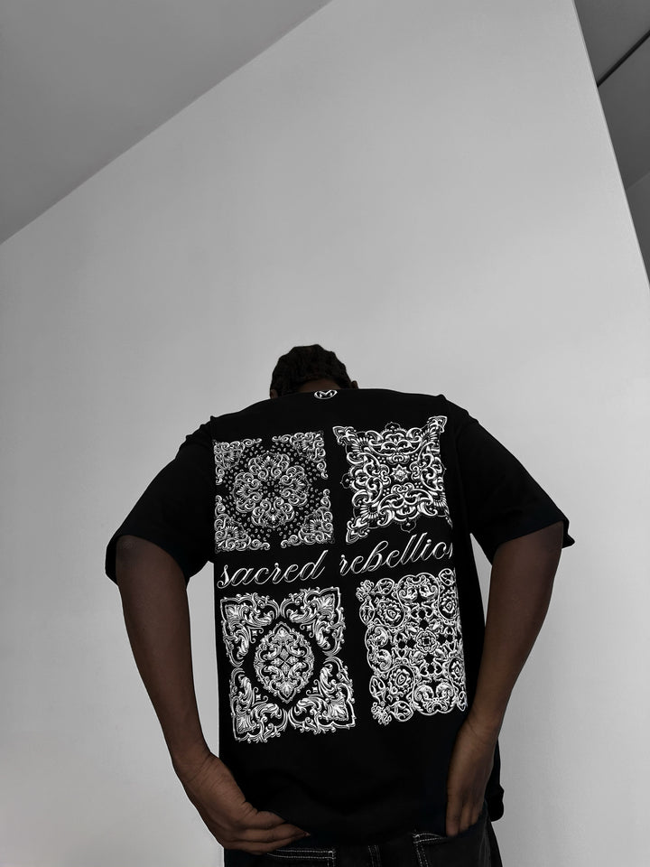 Oversize 'Sacred Rebellion' T-Shirt - Black
