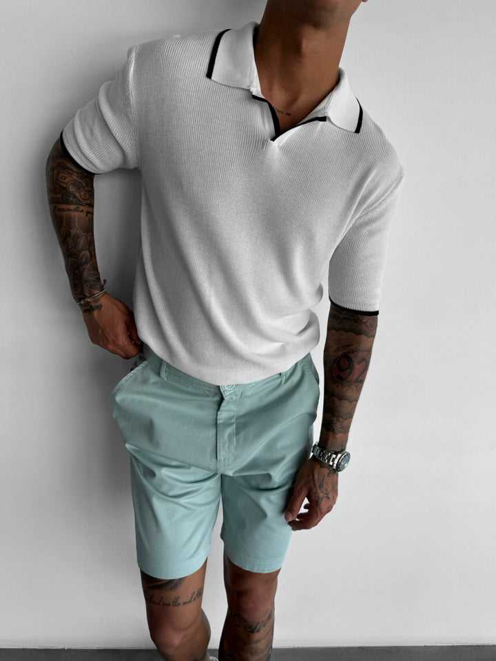 Regular Fit Knit Line Polo T-Shirt - White