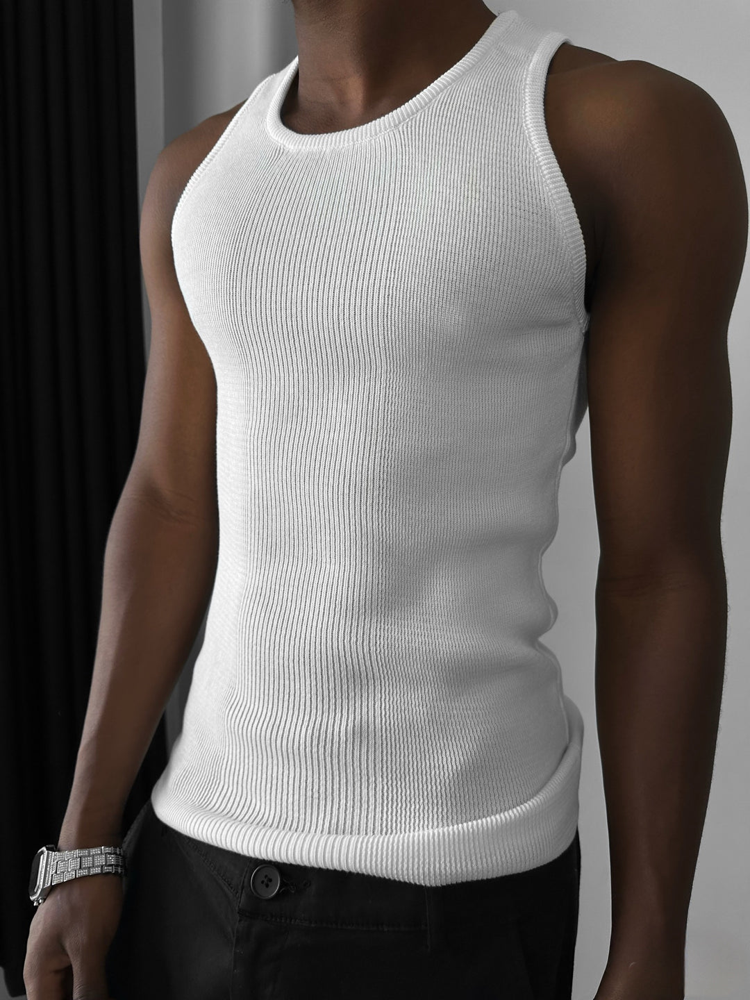 Slim Fit Knit Tanktop - Ecru
