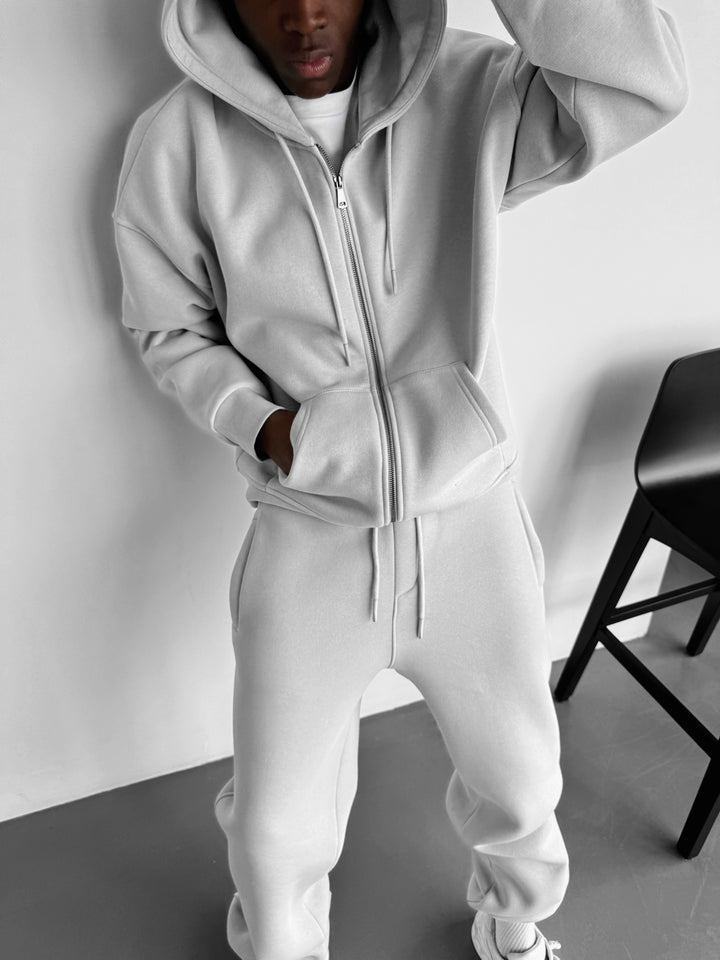 Oversize Basic Zipper Hoodie - Grey