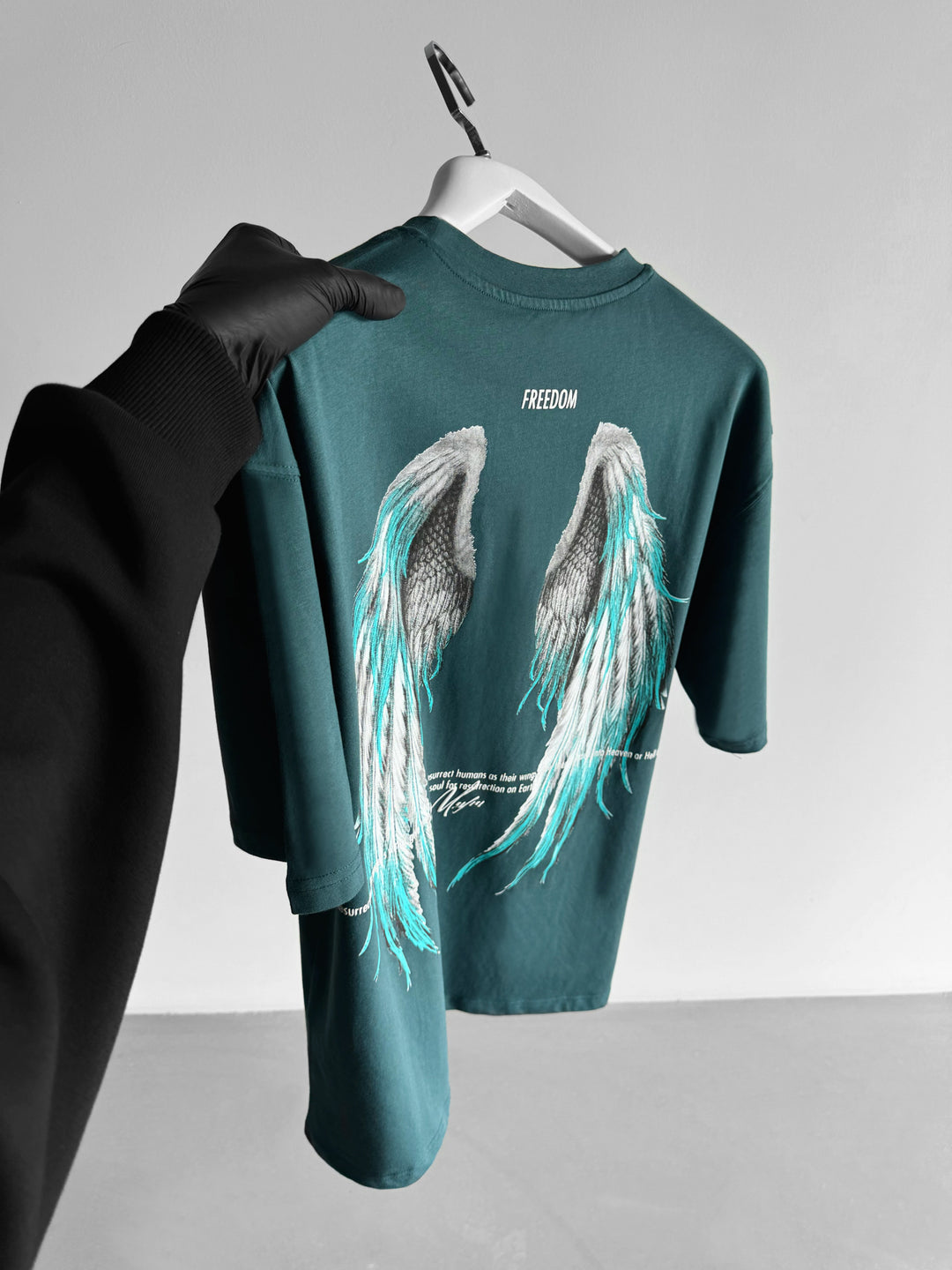 Oversize Angel Wings T-Shirt - Petrol