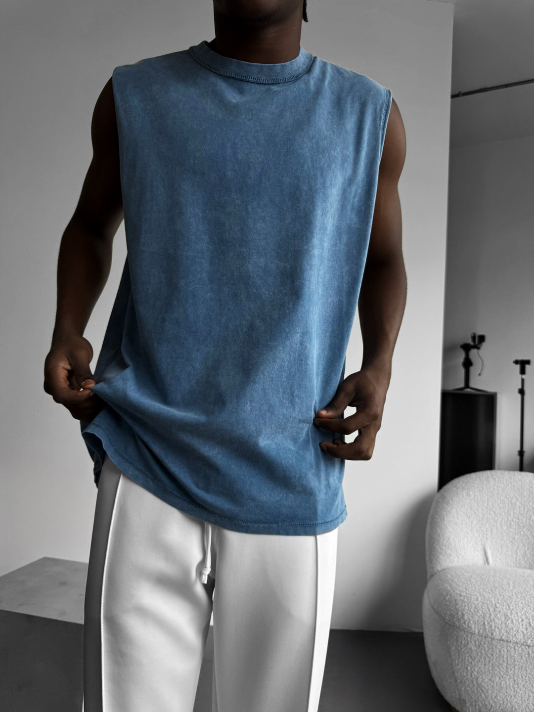 Oversize Washed TankTop - Blue