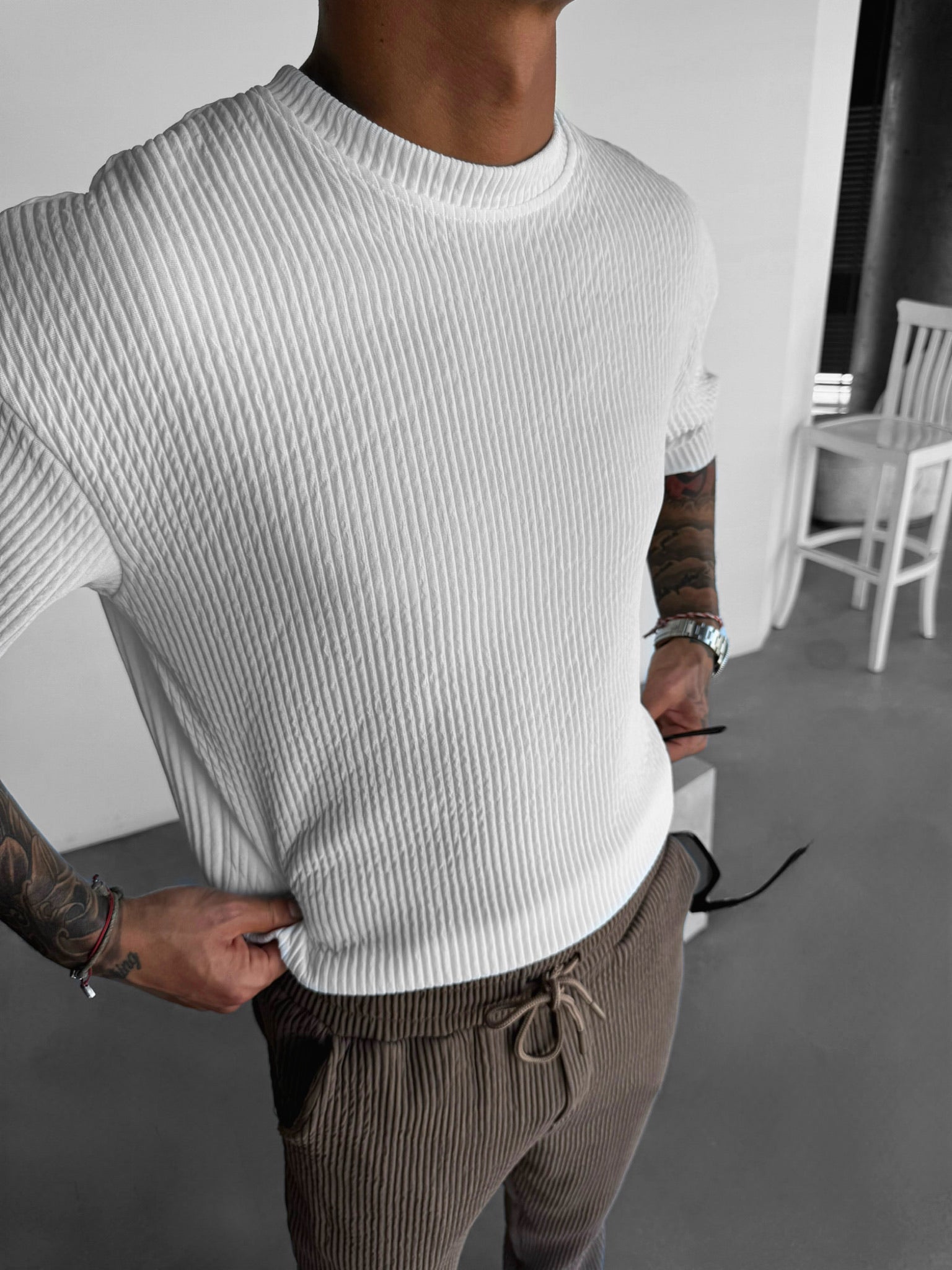 Kleidermafia Oversize Cord Tee - White 330g Unisex Streetwear