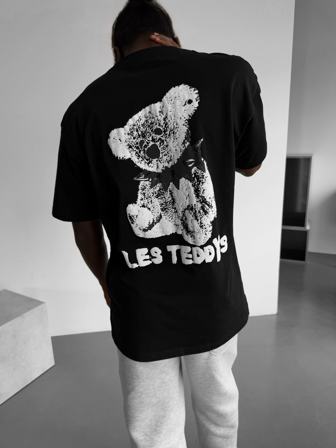 Oversize 'Les Teddys' T-Shirt - Black
