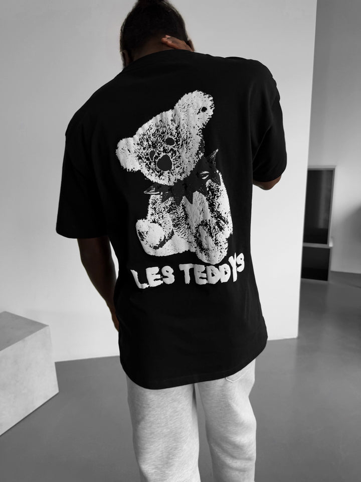 Oversize 'Les Teddys' T-Shirt - Black