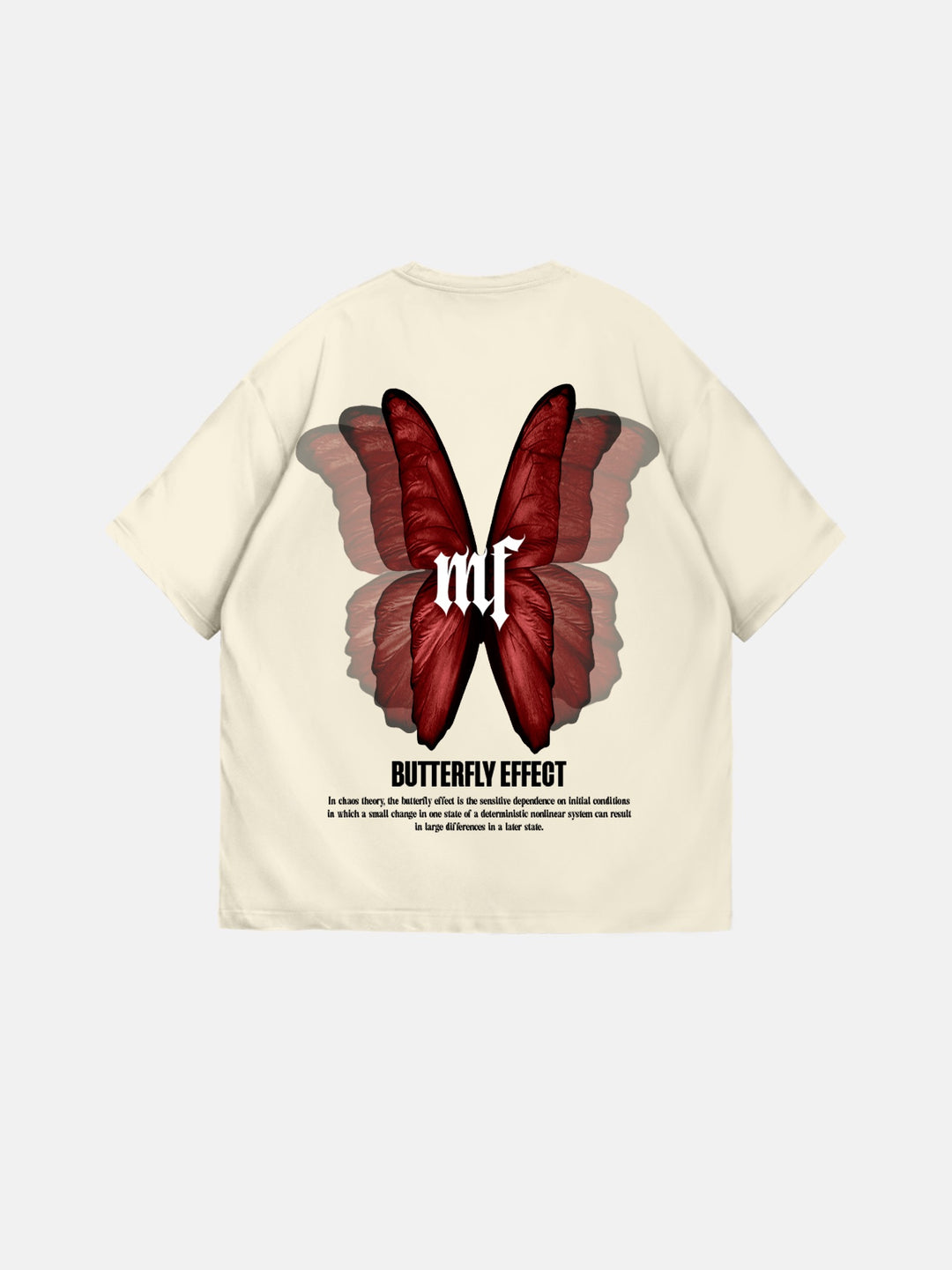 Oversize 'Butterfly Effect' T-Shirt - Antique White