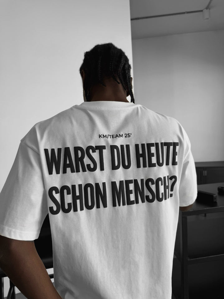 Oversize 'Mensch' T-Shirt - Ecru