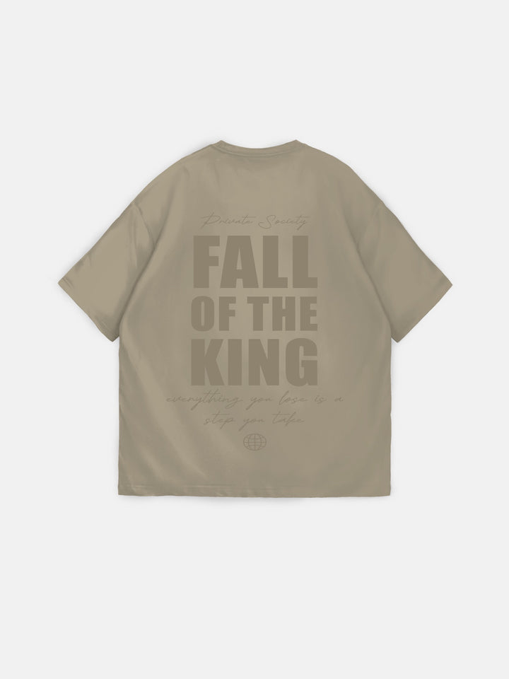 Oversize 'Fall of the King' T-shirt - Stone